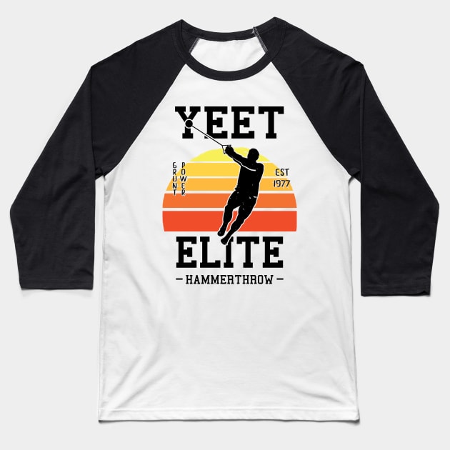 Yeet Elite Hammerthrow Retro Track N Field Athlete Baseball T-Shirt by atomguy